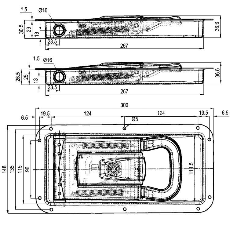 CHIUSURE INCASSATE 510.003.302 Chiusura Incass. ULISES PR-INOX mm.29 510.002.302 Chiusura Incass. ULISES INOX mm.25 510.014.301 Kit Arpio+Scont.