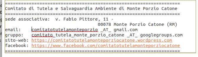 dei due siti PRATARENA e MONTE CAVO, che rappresentano da soli la maggior fonte di inquinamento per tutti il comprensorio del parco regionale dei castelli romani.