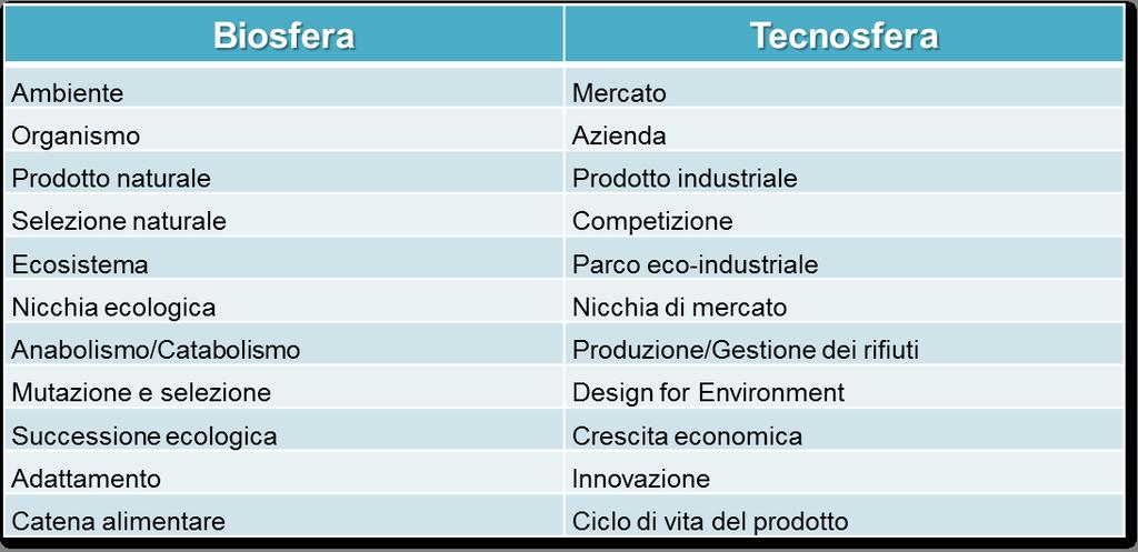 Figura 12 La metafora di Ayres per illustrare la disciplina dell ecologia industriale 24 Attraverso l analogia con gli ecosistemi naturali, che si distinguono per il loro carattere ciclico, si