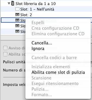 5. Il nome del nastro nell'elenco viene modificato in "Nastro di pulizia". Per pulire manualmente un'unità nastro: 1.