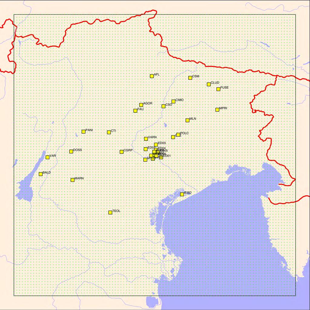 Le Figure 22 e 23 mostrano la disposizione sul territorio delle stazioni utilizzate a integrazione della RSC ed elencate in Tabella 4.