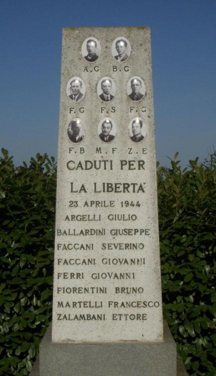 Cippo in memoria dei martiri del Palazzone Cippo commemorativo Comunale Localizzazione: Via Palazzone, vicinanze Cooperativa Agricola Braccianti Palazzone (civico 33) [44 30 41 Nord 11 57 51 Est]