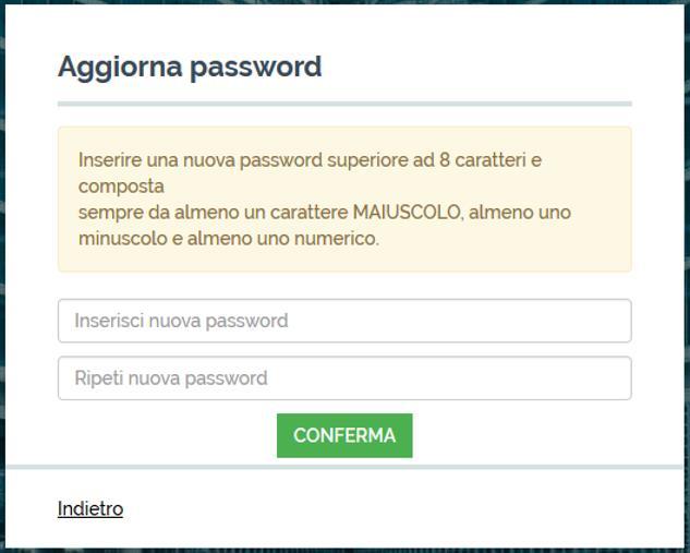 La password ricevuta attraverso la mail è provvisoria, il sistema ti invita subito a modificarla, scegli una nuova password per accedere alla piattaforma di Open Innovation e clicca