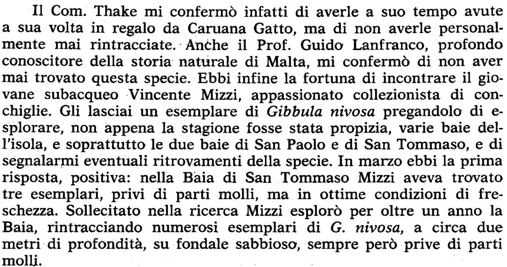 Fino a poco fa, questa specie è stata ritenuta piuttosto rara e fu rinvenuta nel Gran Porto, in quello di Marsascirocco e nella Baja di San Paolo, nel 1916 però uno di noi (D) la pescò quasi in