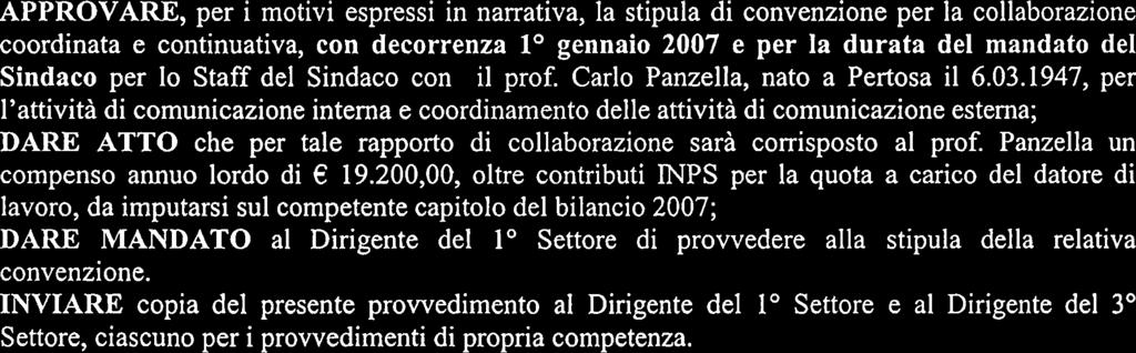 Panzella un compenso annuo lordo di 19.