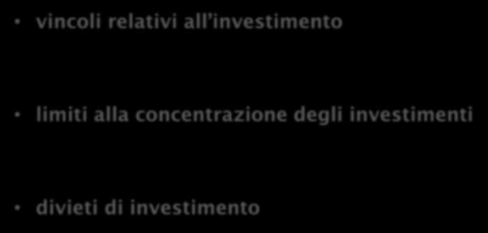 Vincoli alla composizione del portafoglio vincoli relativi all