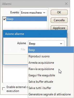 Test del limite con maschera Il test del limite con maschera permette di confrontare i segnali in tempo reale rispetto ai segnali buoni già noti ed è progettata per ambienti di produzione e debug.