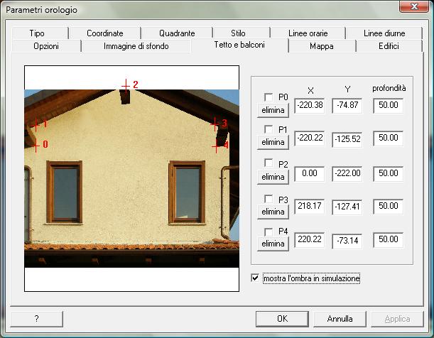 E poi possibile tenere conto della presenza di elementi oscuranti come ad esempio un balcone.