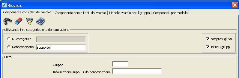 Un altro modo per navigare il Catalogo EPC net consiste nell effettuare la "Ricerca componente.