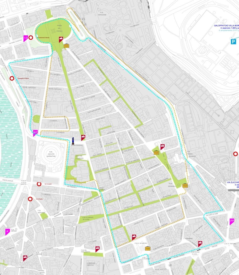 Piano Strategico per la Mobilità Sostenibile CENTRO STORICO ED ISOLA AMBIENTALE TRIDENTE Processo di pedonalizzazione avviato a partire dal Tridente con: n n n n n Progressiva eliminazione traffico