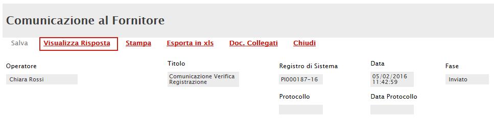 Modifica Dati Registrazione È possibile ripresentare la domanda di registrazione, creando una riposta alla comunicazione di rifiuto.