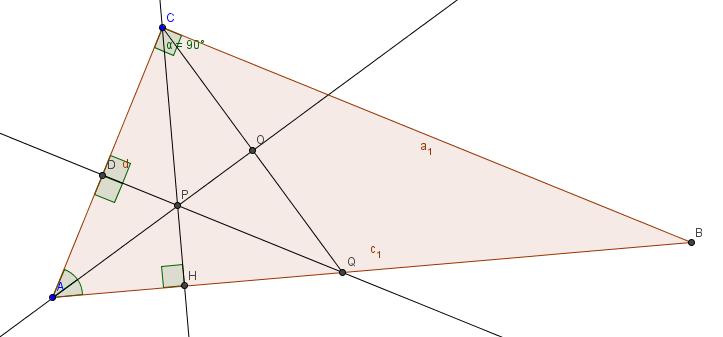 Come inizialmente dimostrato nella sezione precedente, il fatto che PQ sia parallelo a BC, comporta che la retta contenente PQ sia perpendicolare ad AC, il segmento cui è perpendicolare anche BC.