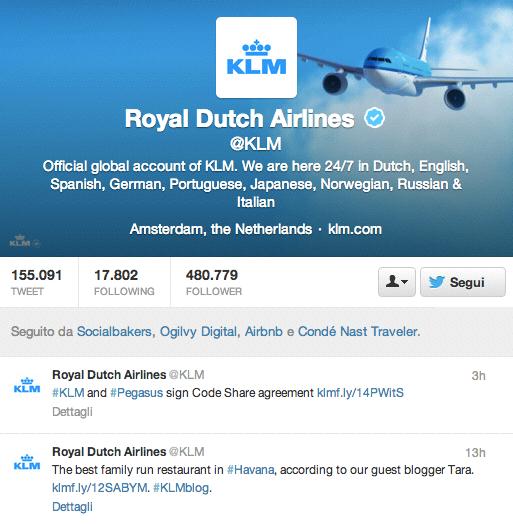 AIRLINES KLM KLM FORNISCE ASSISTENZA SEMPRE ATTIVA SU TWITTER: 24H DI COPERTURA GLOBALE IN