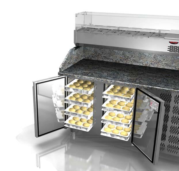 Refrigerated Pizza Counter 700 mm depth, for plasticized shelves and containers GN 1/1.