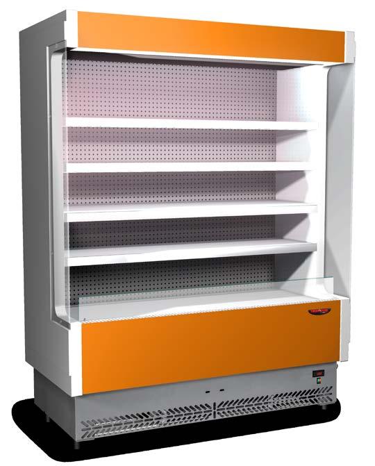 Espositori refrigerati verticali Vertical multi-deck displays CARNE PRECONFEZIONATA C 80 PRE-PACKED MEATS Illuminazione superiore interna con neon rosato Upper internal pink neon lighting 4 ripiani