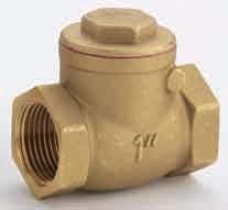 VALVOLE DI RITEGNO A CLAPET IN OTTONE BRASS SWING CHECK VALVES Clapet Ottone CORPO VALVOLA E PARTI METALLICHE IN OTTONE TE N U T A: NBR AT T A C C H I FILETTATI G A S F E M M I N A UNI ISO 228