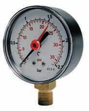 MANOMETRO Ø 63 Ø 63 PRESSURE GAUGE Manometro Ø63 MANOMETRO TIPO A MOLLA DI BOURDON CON ATTACCO RADIALE INFERIORE MI S U R A: Ø 63 CASSA: ABS N E RO ME C C A N I S M O: O T T O N E AT T A C C O: O T T