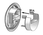 L=1 mm. MNGP 125 Codice - 529161 Connettore Ø 1 o Ø 125 con supporti per fissaggio in cartongesso (eccetto per bocchette con doppia portata e modelli 12-15). L=1 mm.