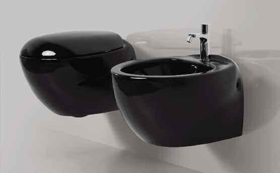 wall-hung shiny black WC and bidet 01.vaso e bidet terra Mini Clas grigio corteccia cod.