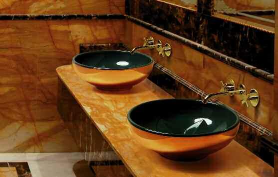 LAVABI FLEUR ORO / FLEUR GOLD WASHBASIN Art. FLE 200OR/N oro-nero Art. FLE 200OR/N gold-black Art. FLE 200OR/R oro-rosso Art. FLE 200OR/R gold-red Art.