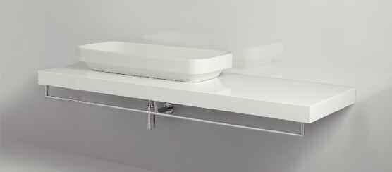 Inset washbasin 75 on wall-hung lacquered mat white furniture 170 with two