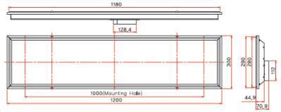 Sostituisce lampade fluorescenti Serie WTP-D DIMENSIONI 128,4 44,9 595,00 112,0 595,0 70,9 COLLEGAMENTO