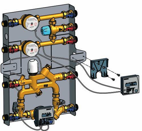 SEZIONE TECNICA Per posizionare il misuratore di energia, chiudere le valvole a sfera (8) di colore blu e le valvole a sfera e (figura 30), allentare i dadi di collegamento, rimuovere il tronchetto