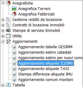 Per eseguire l aggiornamento per l anno 2014 selezionare l opzione Aliquote IMU anno 2014.