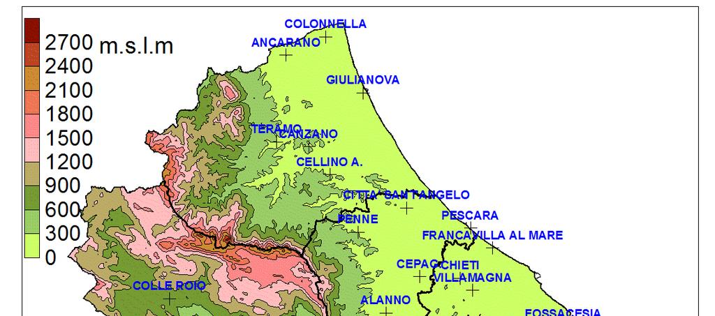 Introduzione Il servizio Presidi Tecnici di Supporto al Settore Agricolo della regione Abruzzo si occupa del rilievo delle variabili meteorologiche nelle principali aree agricole del territorio.