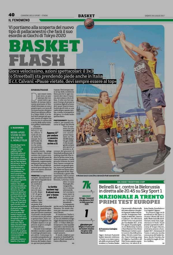 29 luglio 2017 Pagina 40 Corriere dello Sport Stadio (ed. Bologna) Sport Belinelli & c. contro la Bielorussia in diretta alle 20.