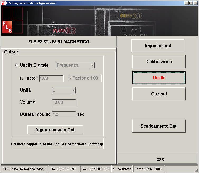 Se il fondo scale impostato e differente da 5 m/sec il K-factor scritto sul manuale di istruzione deve essere moltiplicato per la costante accanto.