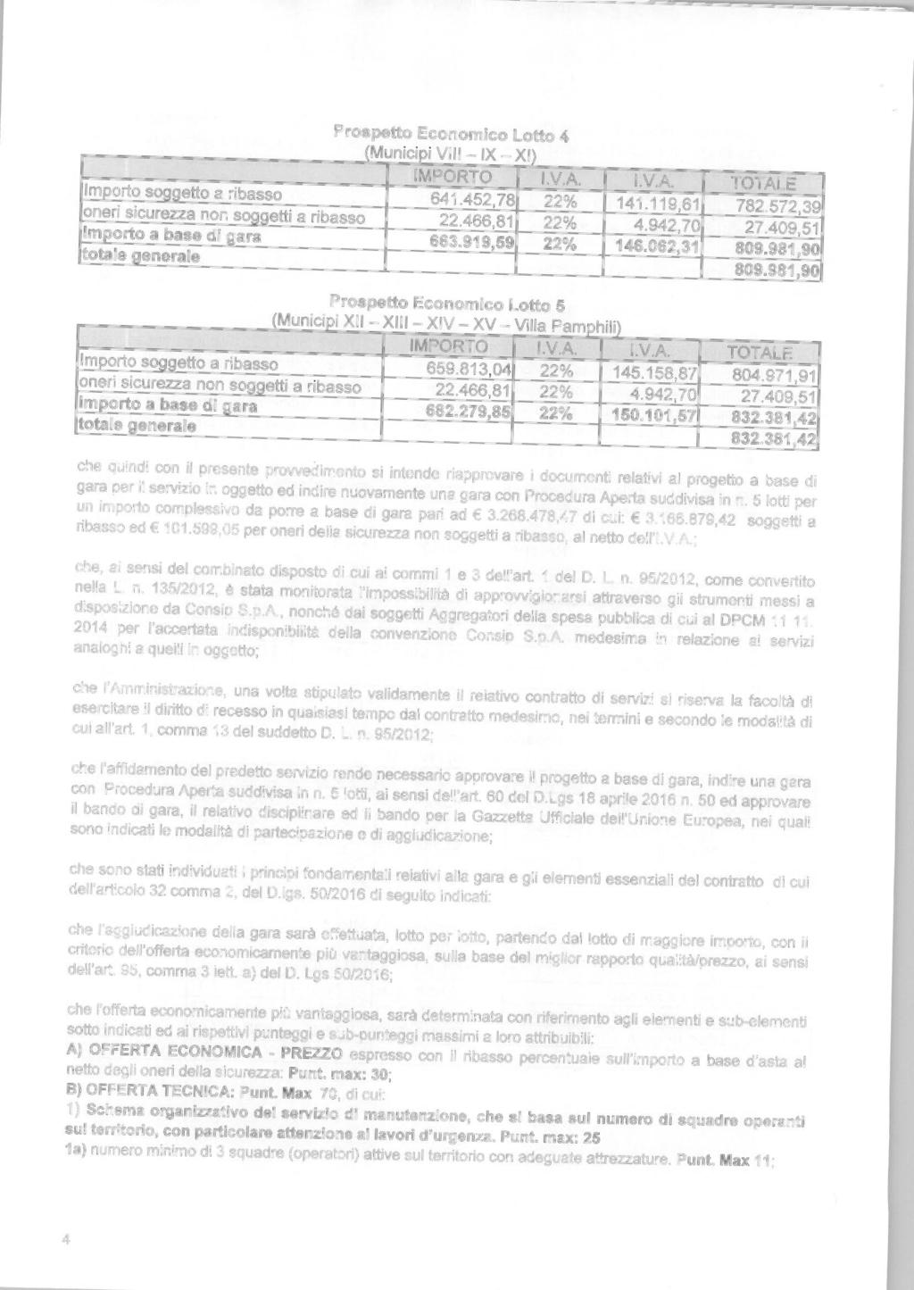 Prospetto Economico Lotto 4 (Municipi VIi - IX- X) IMPORTO I.V.A. I.V.A. TOTALE Importo soggetto a ribasso 641.452,78 22% 141.119,61 782.572,39 oneri sicurezza non soqqetti a ribasso 22.466,81 22% 4.