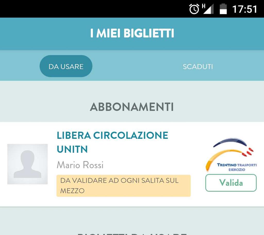 3. La sezione I miei biglietti è