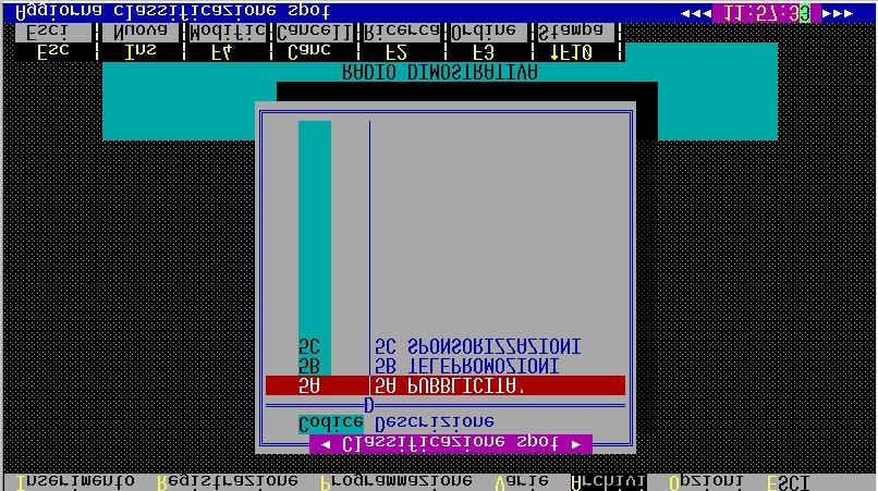 Andate ora su Gestione e contratti > Archivi > Classificazione Spot ed inserite i codici di classificazione degli spot come indicato nel documento precedentemente citato.