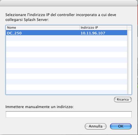 INSTALLAZIONE DEL SOFTWARE DEL SERVER SPLASH RPX-ii 16 10 Selezionare l unità Fiery o digitare l indirizzo IP manualmente, quando richiesto.