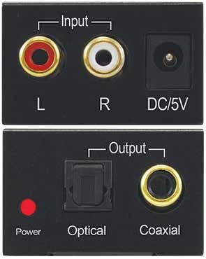 dotati della sola uscita audio digitale - Alimentatore in dotazione, alimentabile anche via USB con cavo in dotazione ADC11AU Convertitore Analogico/Digitale (ADC) Consente ad un segnale audio stereo