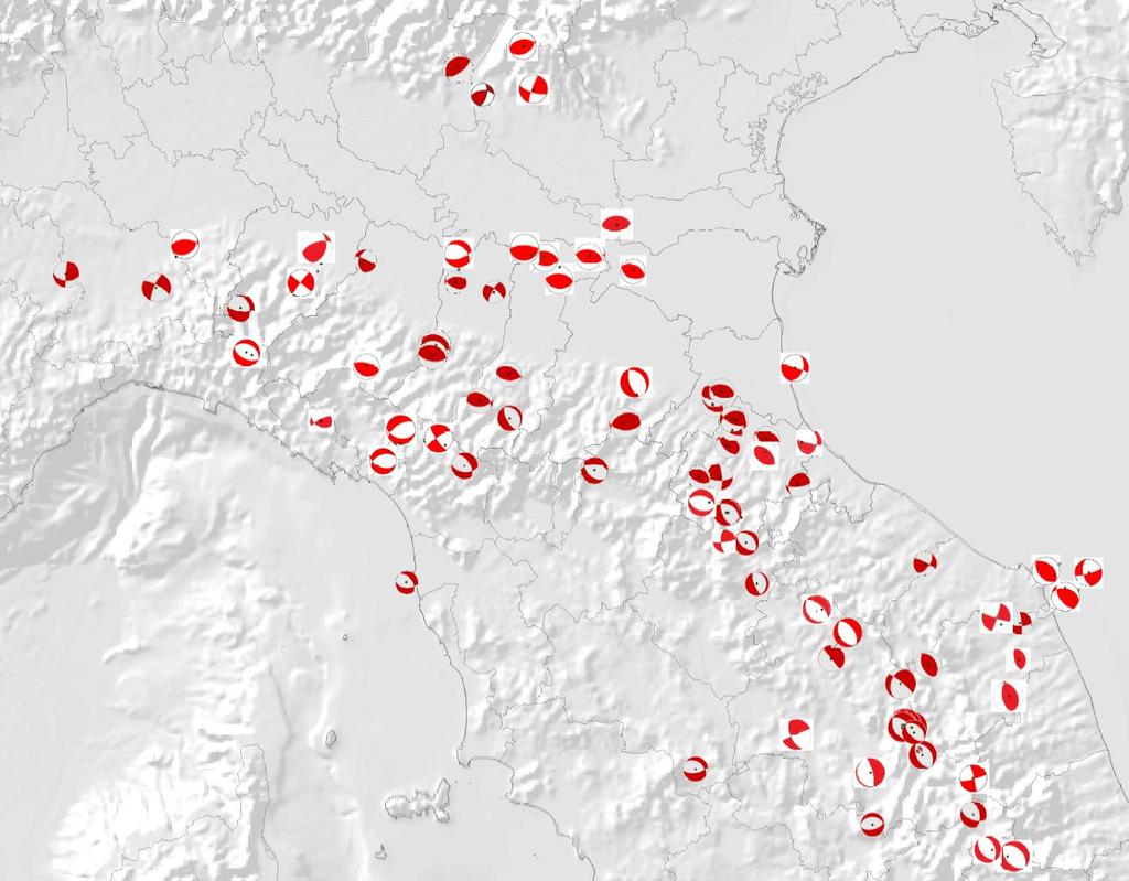 sia in pianura che in catena sono presenti terremoti trascorrenti; da notare che questi sono quelli a maggiore profondità Le soluzioni focali indicano che i terremoti della