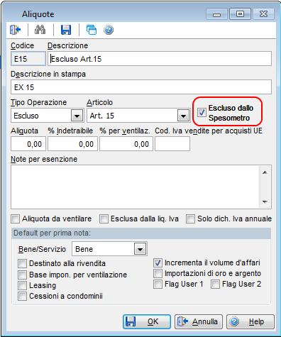 1.3.1 Aliquote Iva È stato aggiunto il nuovo flag Escluso da Spesometro. Se impostato, determinerà l esclusione dallo Spesometro della singola riga iva.