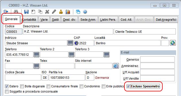 1.3.2 Anagrafiche Clienti/Fornitori In maniera simile a quanto visto per le aliquote iva, anche nelle anagrafiche di clienti e fornitori è stato aggiungo il flag Escluso da Spesometro.