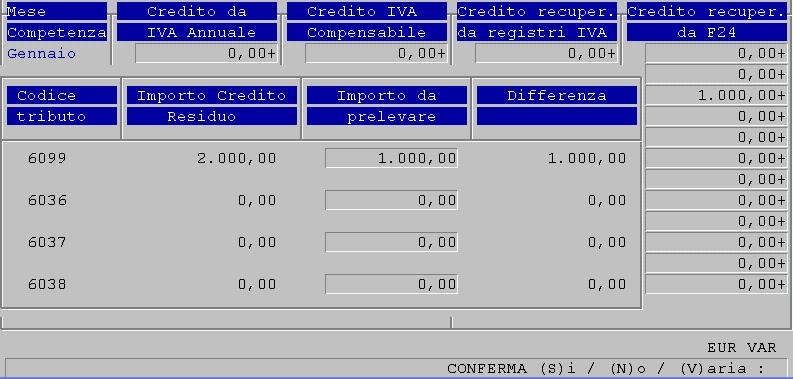 Credito recuperato da F24 Allo stesso modo è possibile durante l anno destinare nuovamente parte del credito Iva presente in delega alle liquidazioni periodiche valorizzando manualmente la colonna