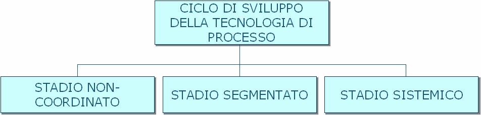 STADIO NON- COORDINATO Durante questo primo stadio del ciclo di sviluppo della tecnologia il processo è flessibile e si basa su una serie di lavorazioni per lo più non specifiche per le quali si