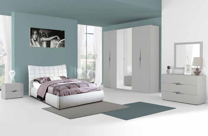 Finitura grigio perla/grigio scuro. Escluso letto. Misure 270x58x250cm. 299 21,70 AL MESE VALENTINA Letto matrimoniale con contenitore in econabuk grey.