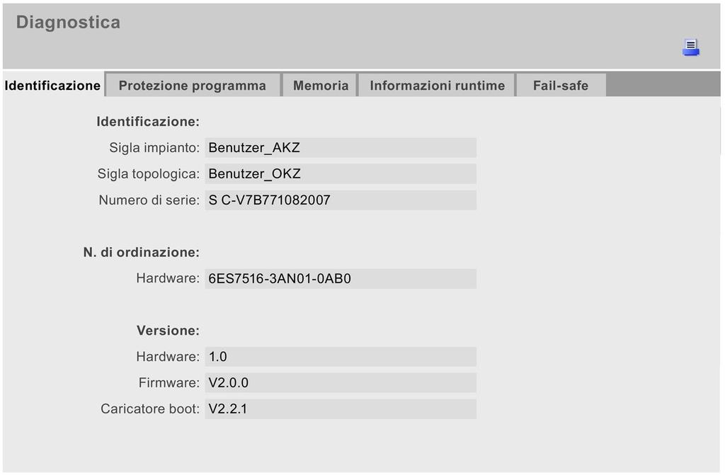 Impostazione e rilevazione della diagnostica di sistema 4.