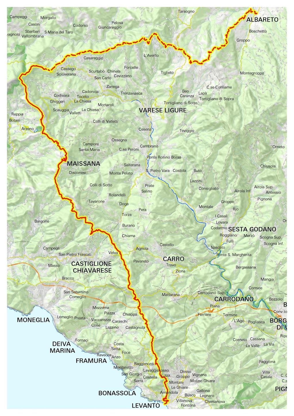 3. Mappa - Quadro d insieme 70 KM 70/45 Km tratto comune Cartografia a cura di Luca Galuppini sulla