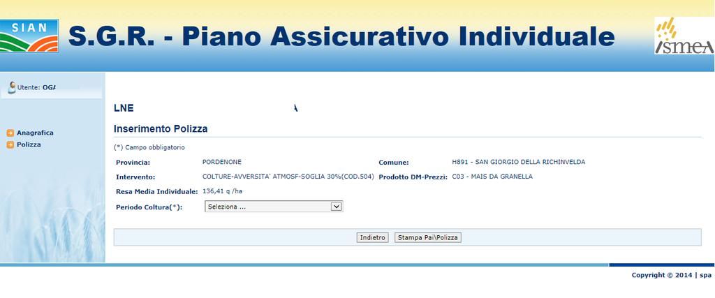 29-33 Figura 33 Viene quindi richiesto di inserire il Periodo della Coltura;