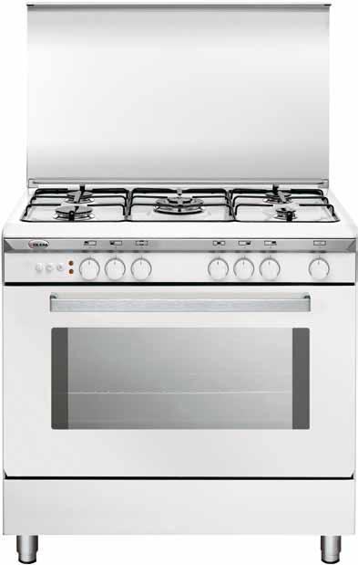 Unica 80x50 U85GXF2 Bianco Forno multifunzione gas ventilato U85GXF2 5 fuochi gas (1 bruciatore tripla corona centrale) CARATTERISTICHE GENERALI: