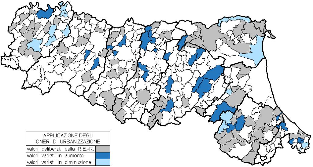 La Fig. 2 localizza i Comuni dell indagine del 2010 e l esito delle eventuali variazioni dagli stessi deliberate in applicazione delle due facoltà contenute nel punto 1.2 della D.C.R.