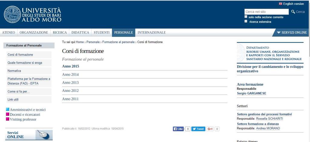 COMMISSIONE FORMAZIONE 11 UNIVERSITÀ DI BARI http://www.uniba.