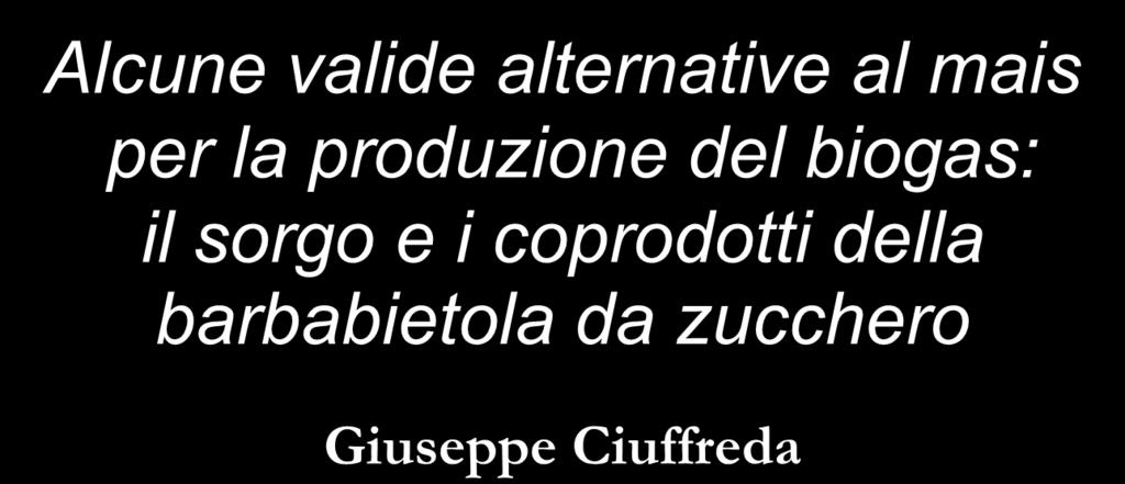 Alcune valide alternative al mais per la produzione del biogas: il sorgo e i coprodotti della barbabietola da