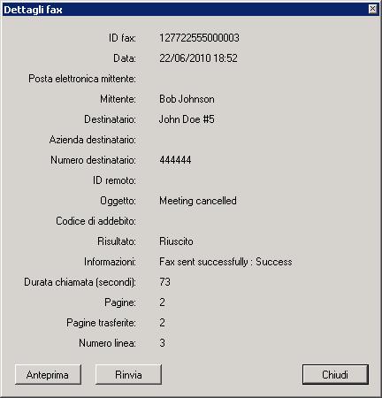 Schermata 69: Visualizzazione dettagli fax in Visualizzatore archivio di GFI FaxMaker Quando si visualizzano le